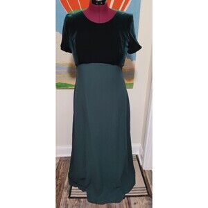 Vintage Michelangelo Baby Doll Dress Green Maxi Formal 12 Bridgerton Regencycore